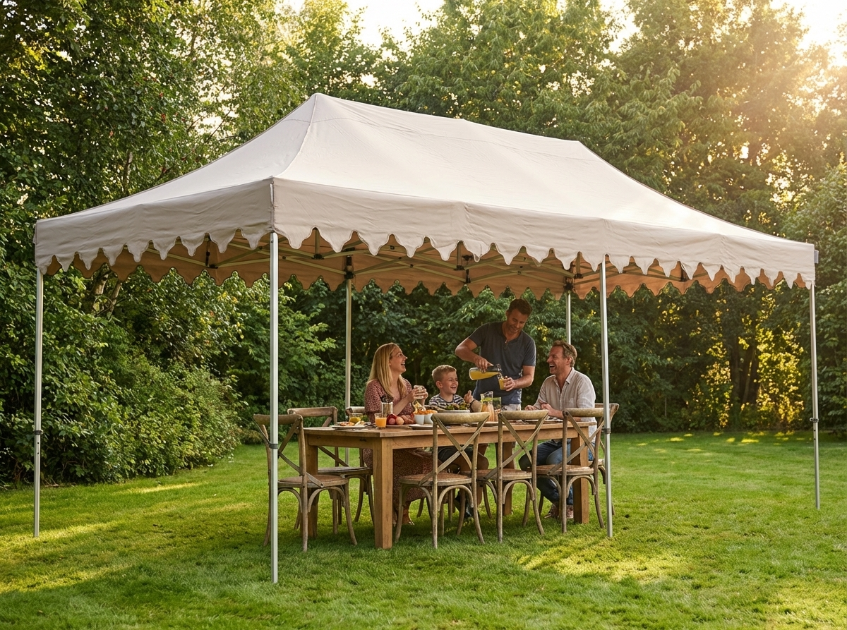 Pop up gazebo in latte colour with steel frame for outdoor events - view 3