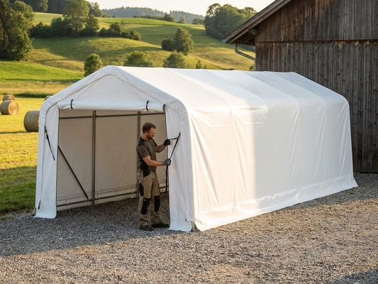 White PVC roof cover for storage shelter, 4x10x3.5 m - product detail