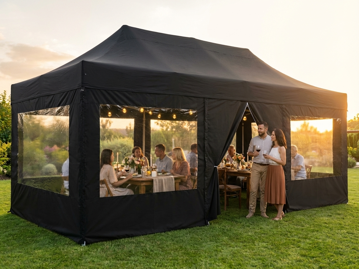 Black Gazebo Sidewall Kit 4x8m for Outdoor Events - view 3