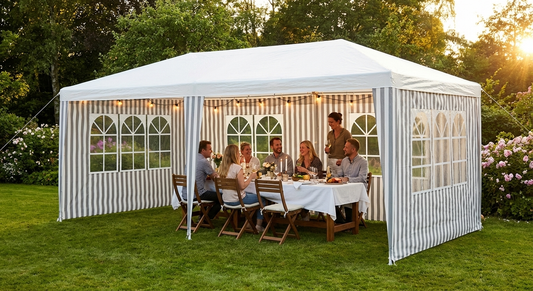 Marquee tent 4x8 meters in grey and white for outdoor events - product detail