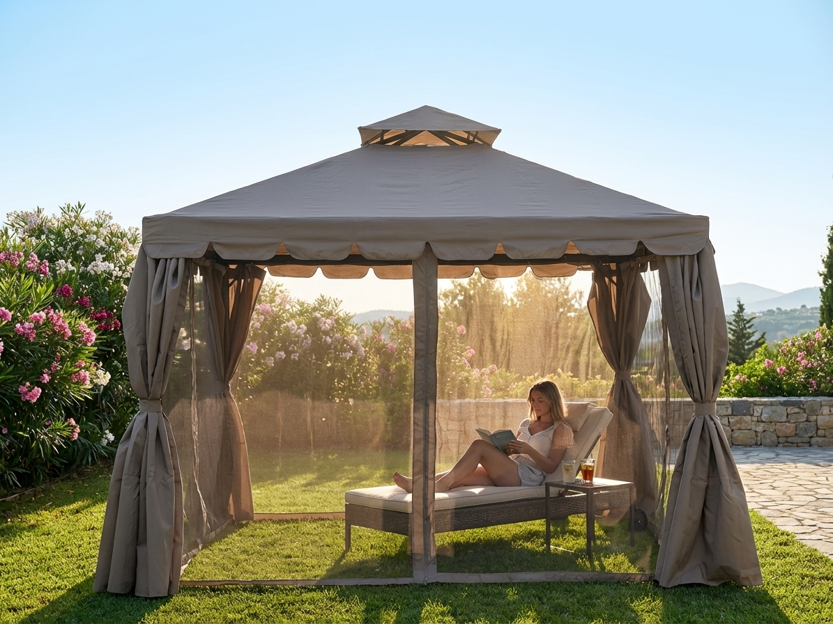 Dark Beige Gazebo with Steel Frame for Outdoor Events - view 3