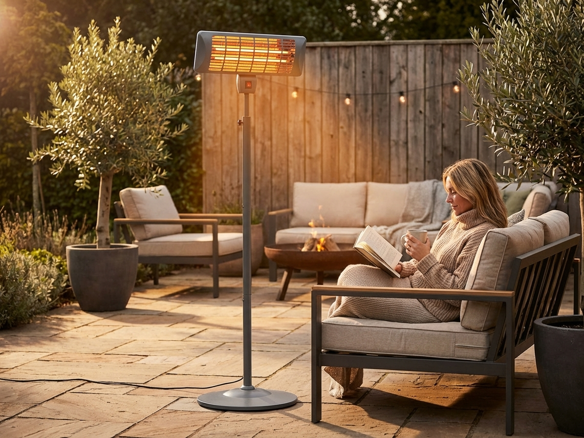 Grey patio heater for outdoor use - view 3