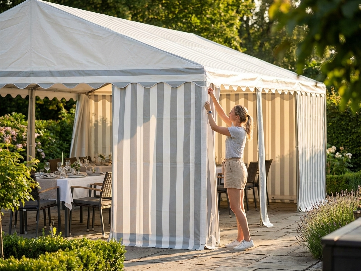Marquee roof cover in white and grey PVC for outdoor events - view 3