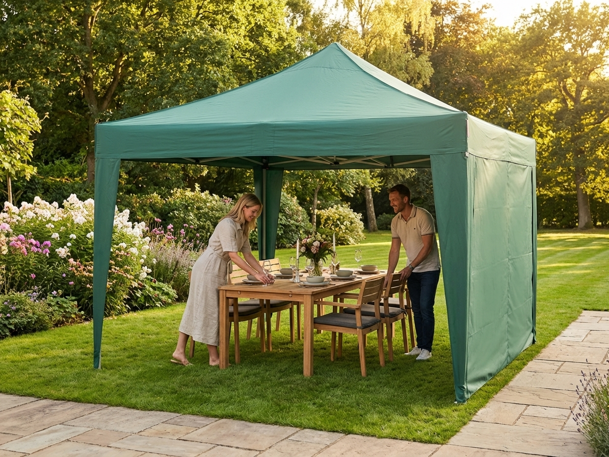 Green pop-up gazebo 4x4m with aluminium frame for outdoor events - view 3
