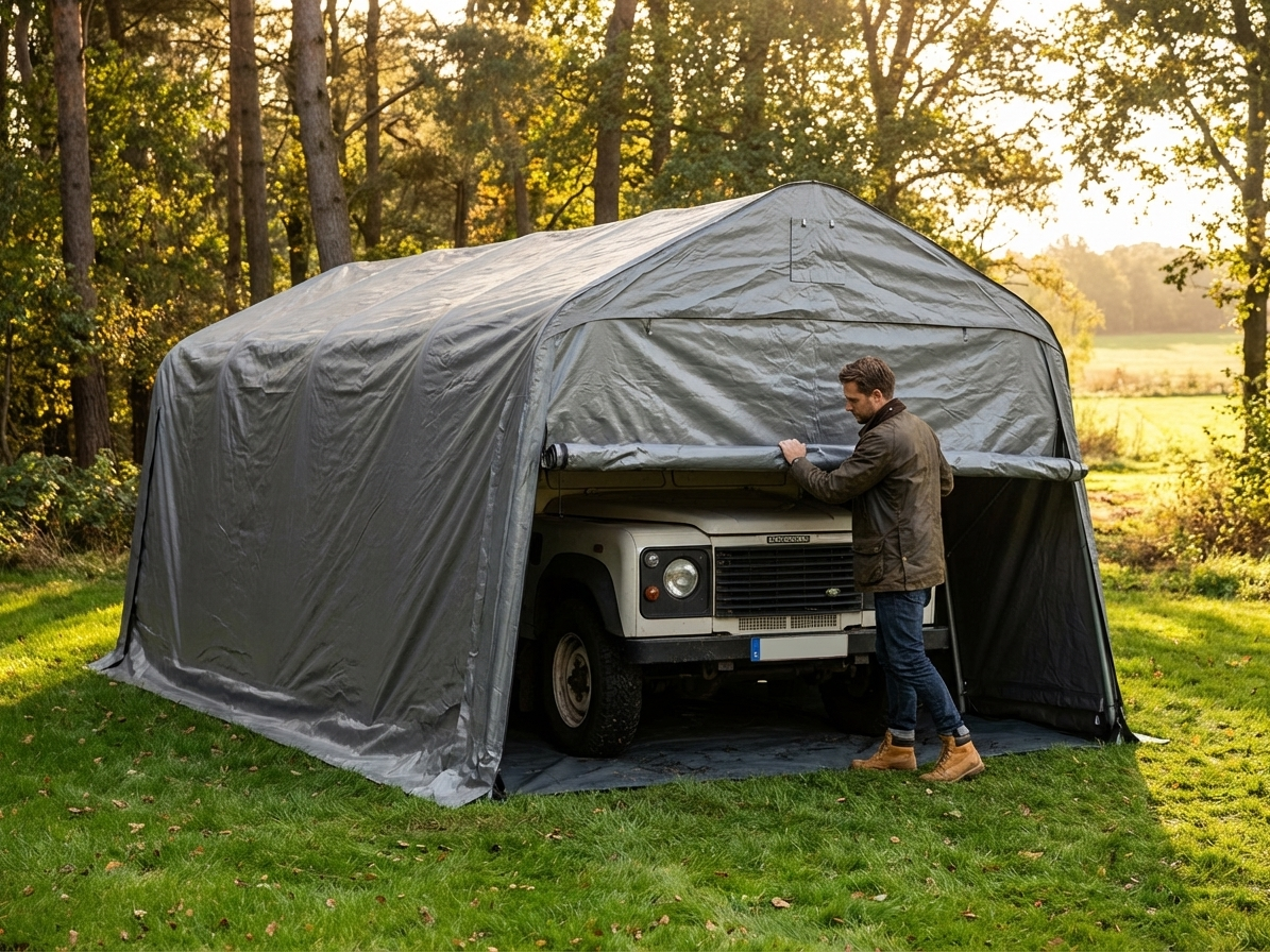 Portable garage in grey, outdoor storage solution - view 3