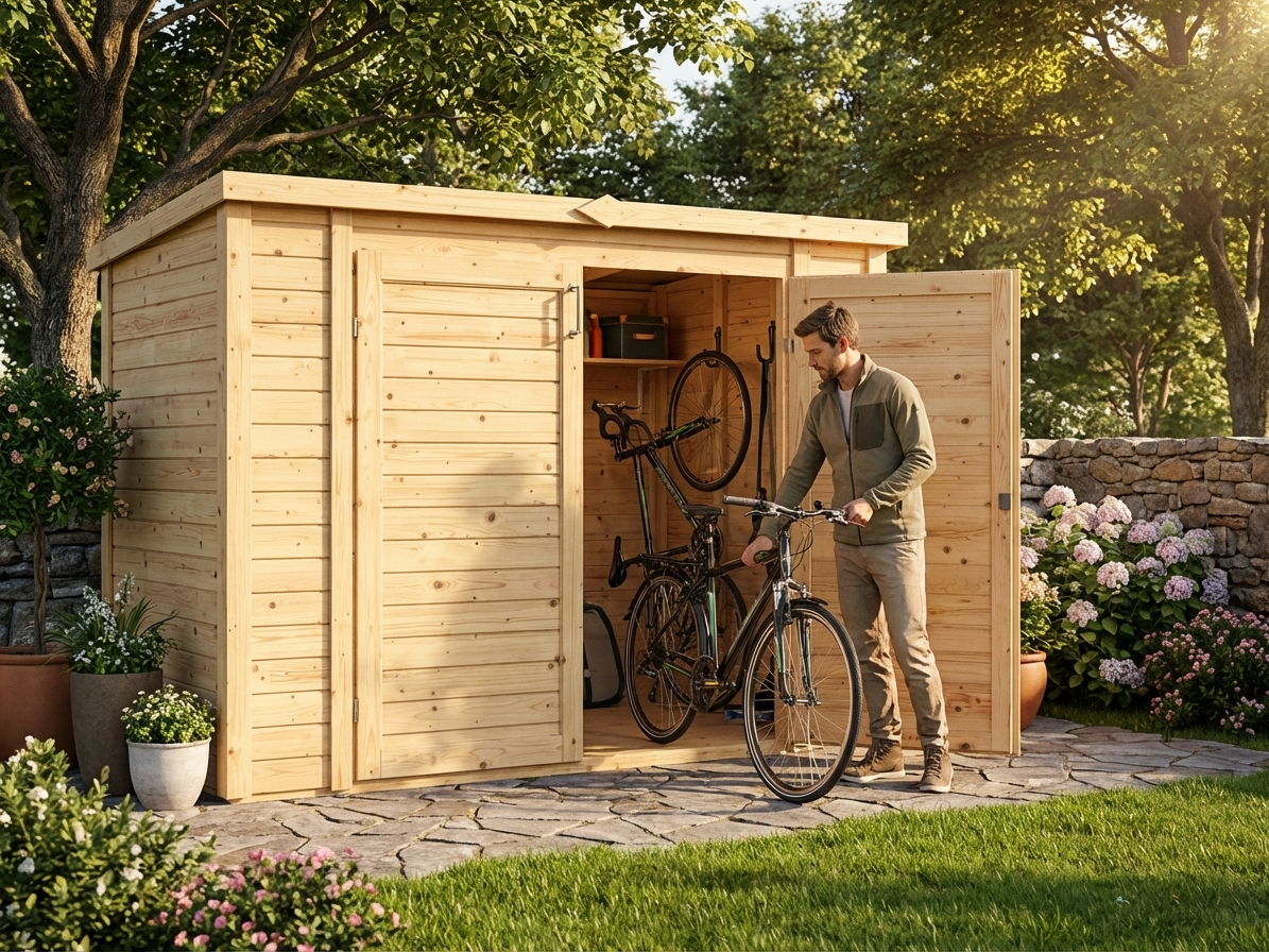 Wooden bike shed with natural Nordic Spruce finish - view 3