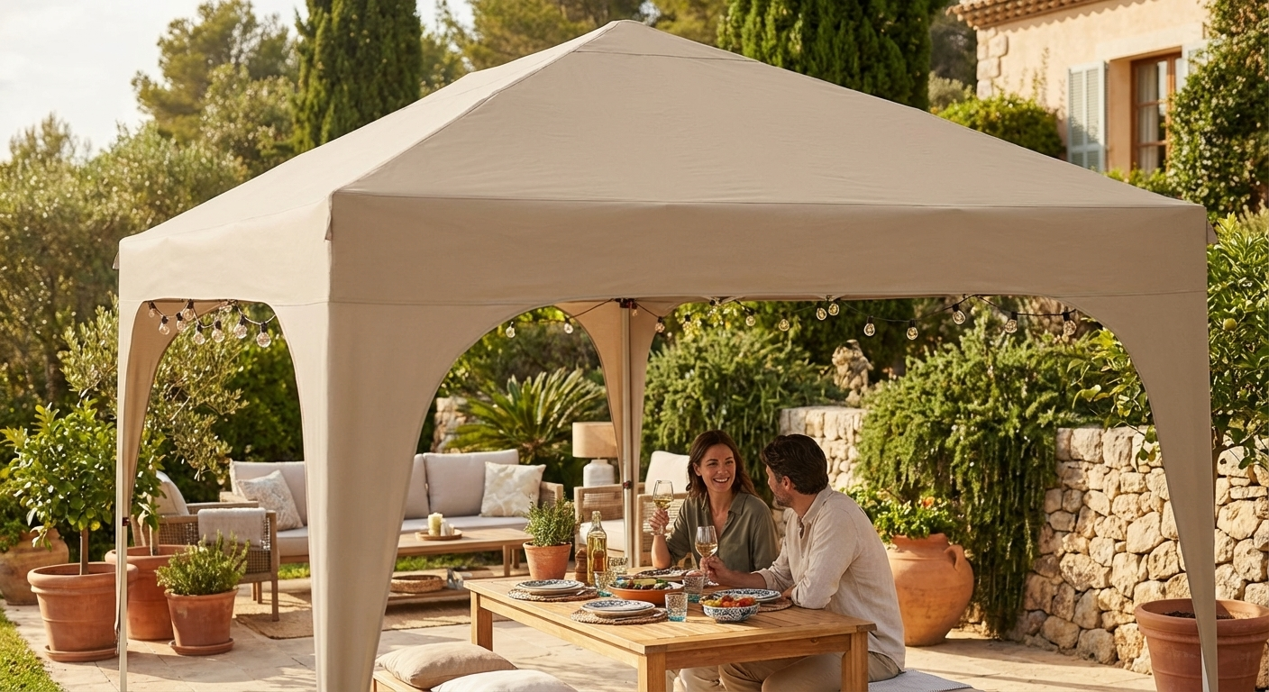 Latte-coloured roof cover for 4x6m pop-up gazebo - view 3