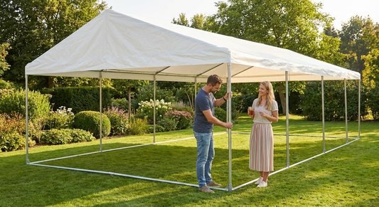 Galvanised steel frame for 5x8m marquee, suitable for outdoor events - product detail