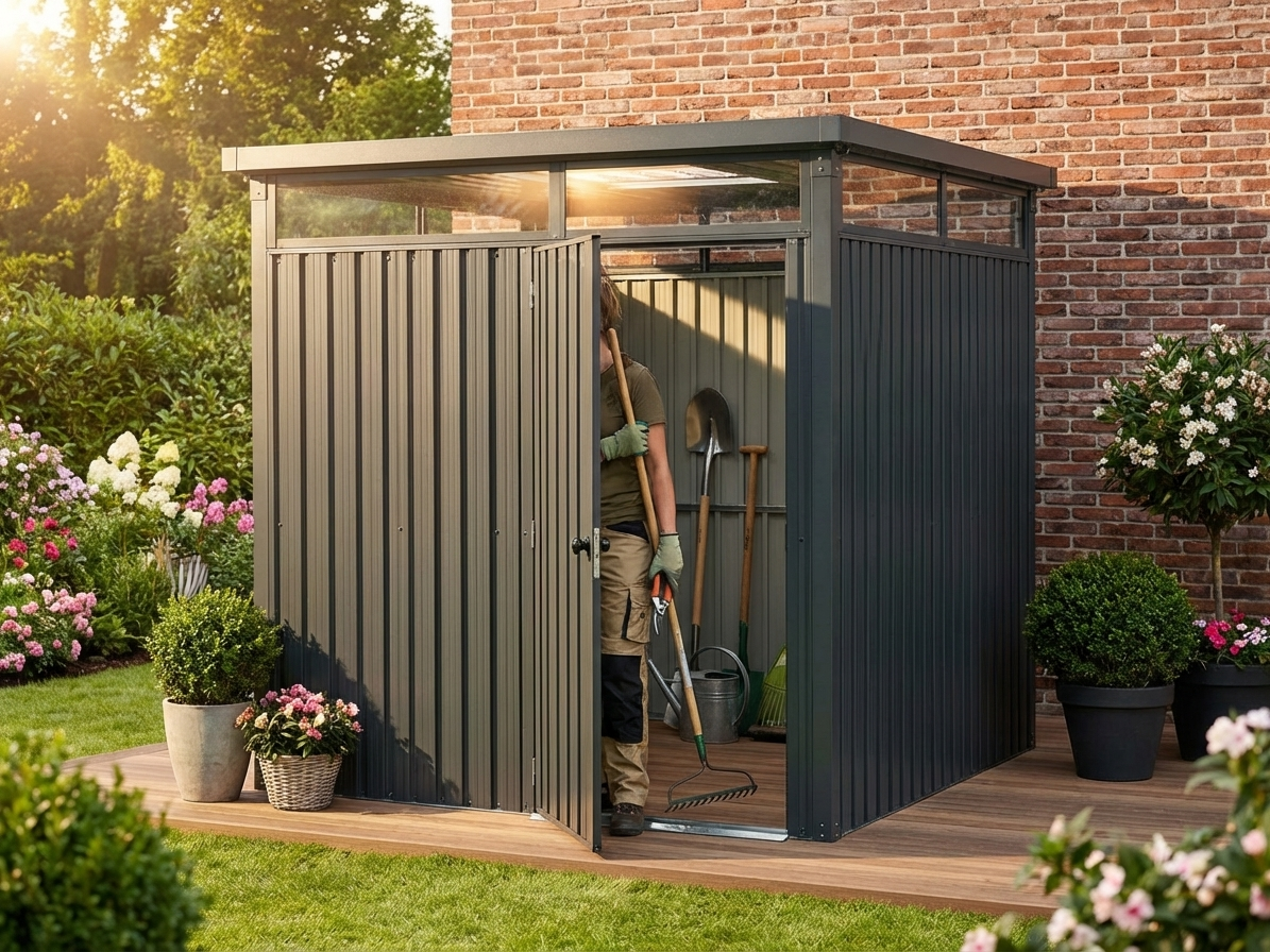 Anthracite garden shed made from galvanised steel - view 3