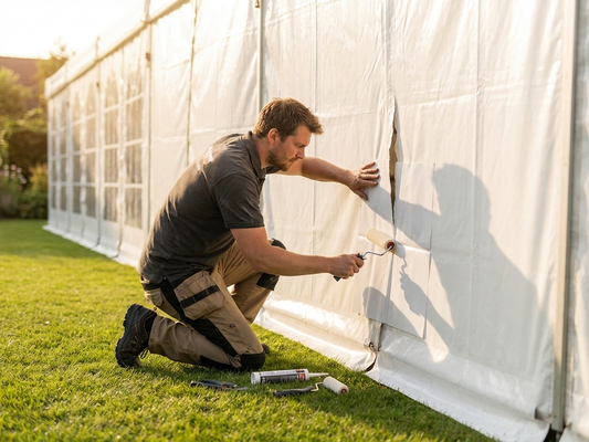 PVC repair fabric 1x1 m white for marquee repairs - product detail