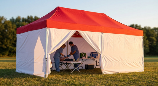 Pop Up Gazebo Red White Aluminium Frame for Medical Use - product detail