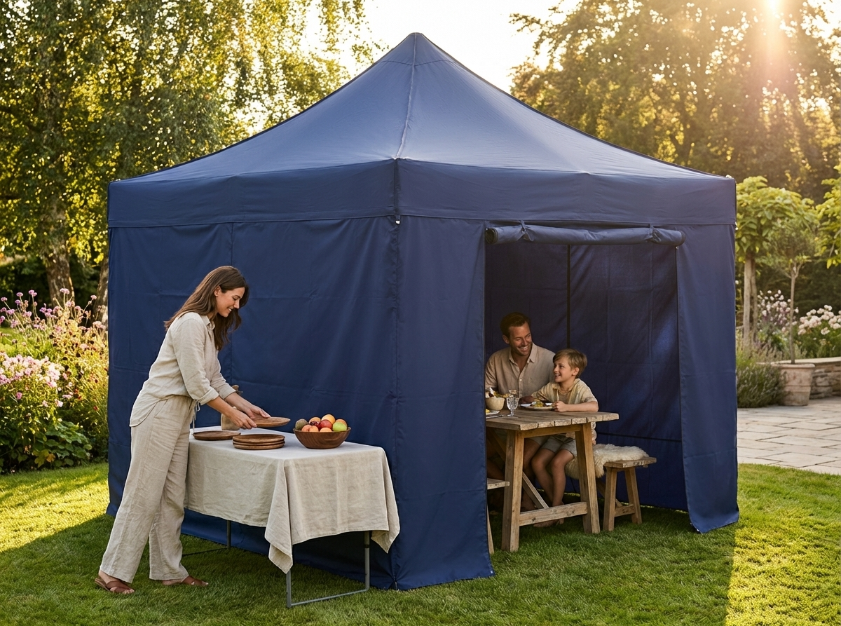 Pop up gazebo 3x3 m dark blue with aluminium frame for outdoor events - view 3