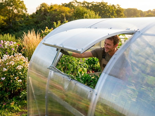 Silver ventilation window for greenhouse made of galvanised steel - product detail