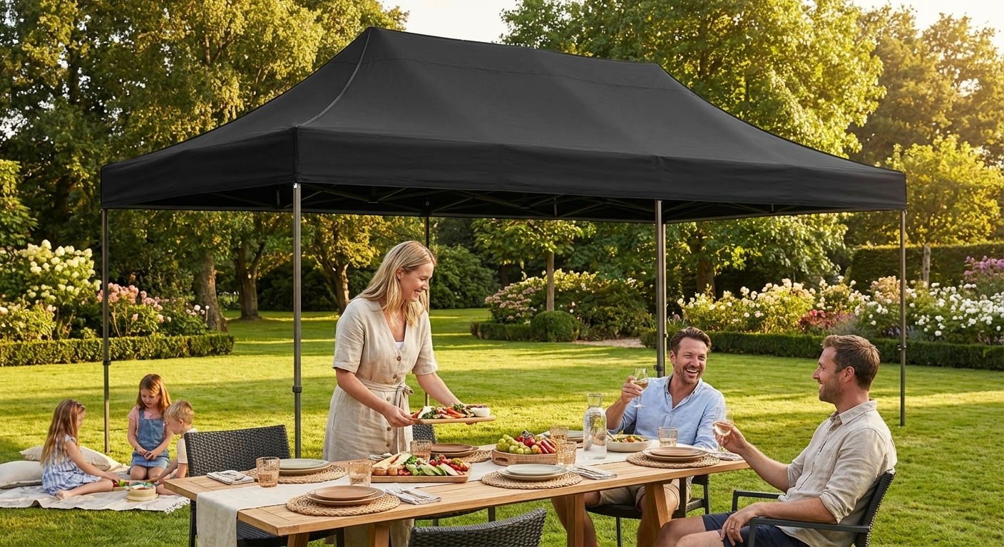 Black pop-up gazebo with aluminium frame for outdoor events - view 3
