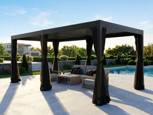 Black gazebo sidewalls with mosquito net for outdoor pergola - product detail