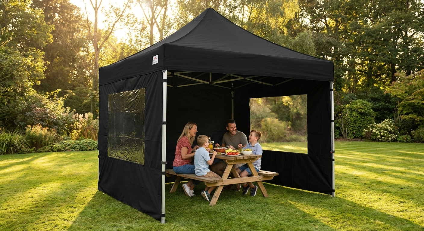 Black pop up gazebo with steel frame for outdoor events - view 3