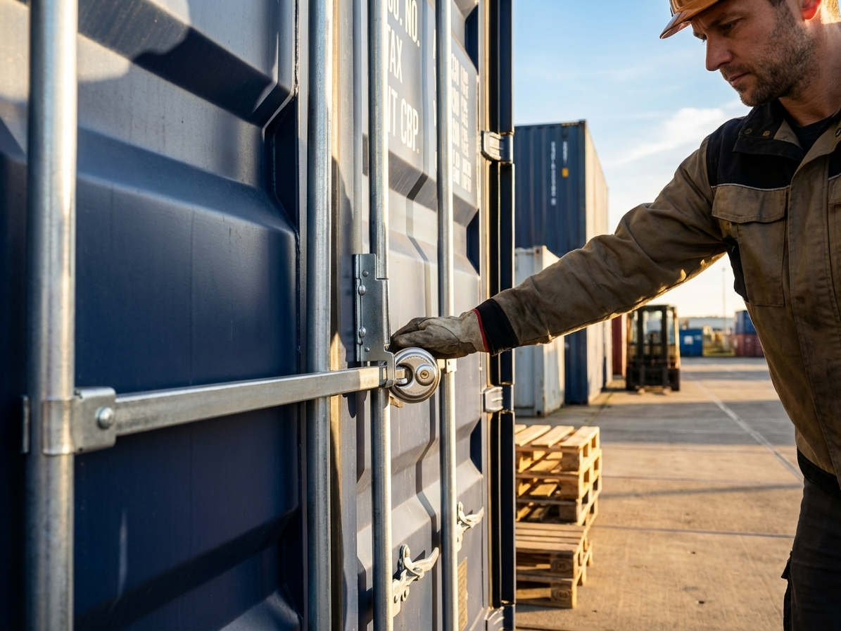 Security bar for container in solid steel - view 3