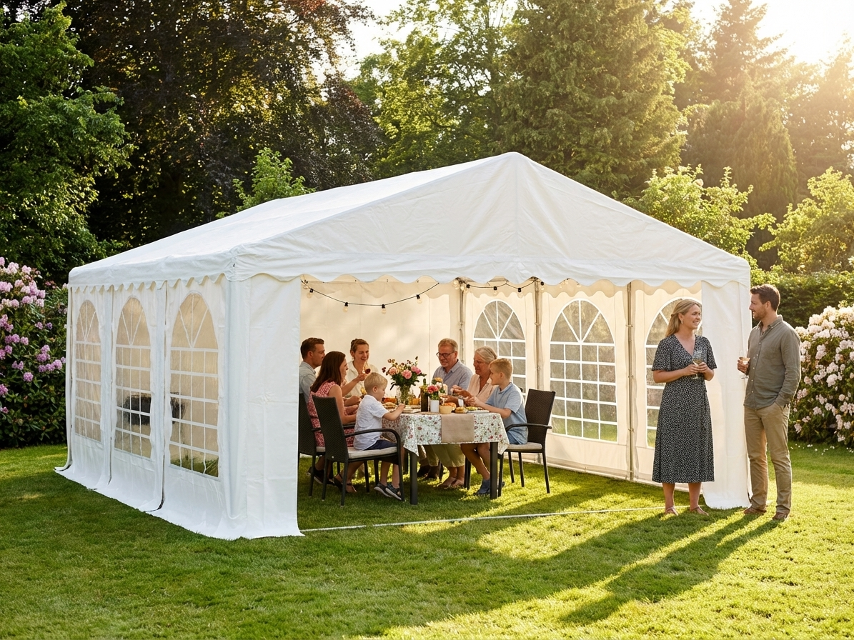 5x6 metre white marquee shelter for outdoor events - view 3