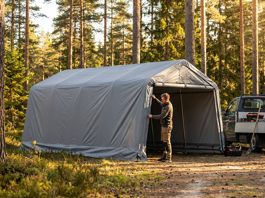 Grey roof cover for portable garage, made of polyethylene - product detail
