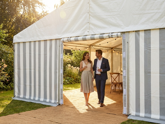 PVC Endwall in White/Grey, 5m wide, for outdoor use - product detail