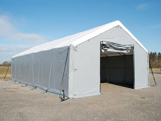 Storage shelter 8x16.2 m in white and grey with PVC and steel construction - product detail