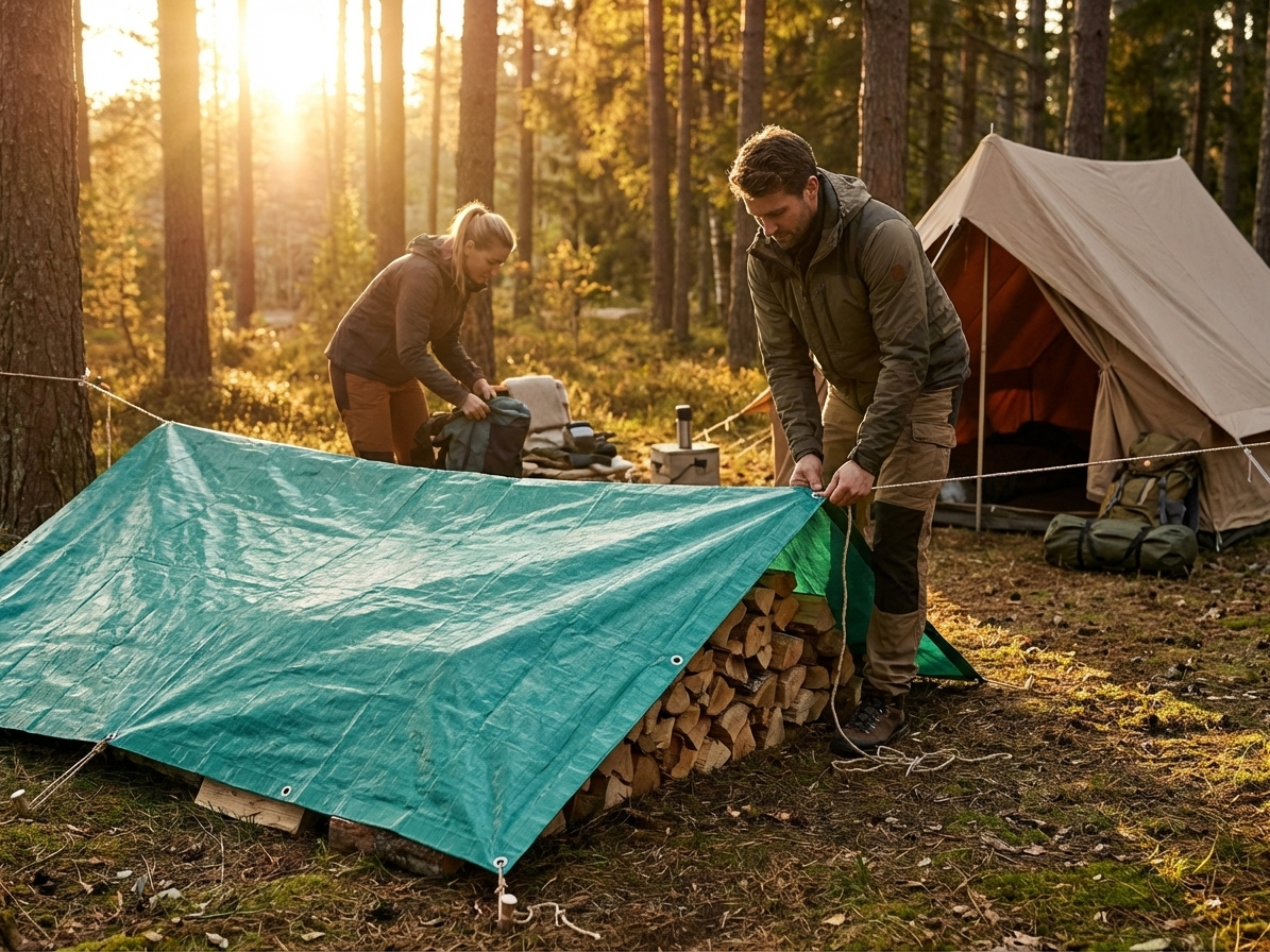 Green tarpaulin 8x12m, waterproof polyethylene cover - view 3
