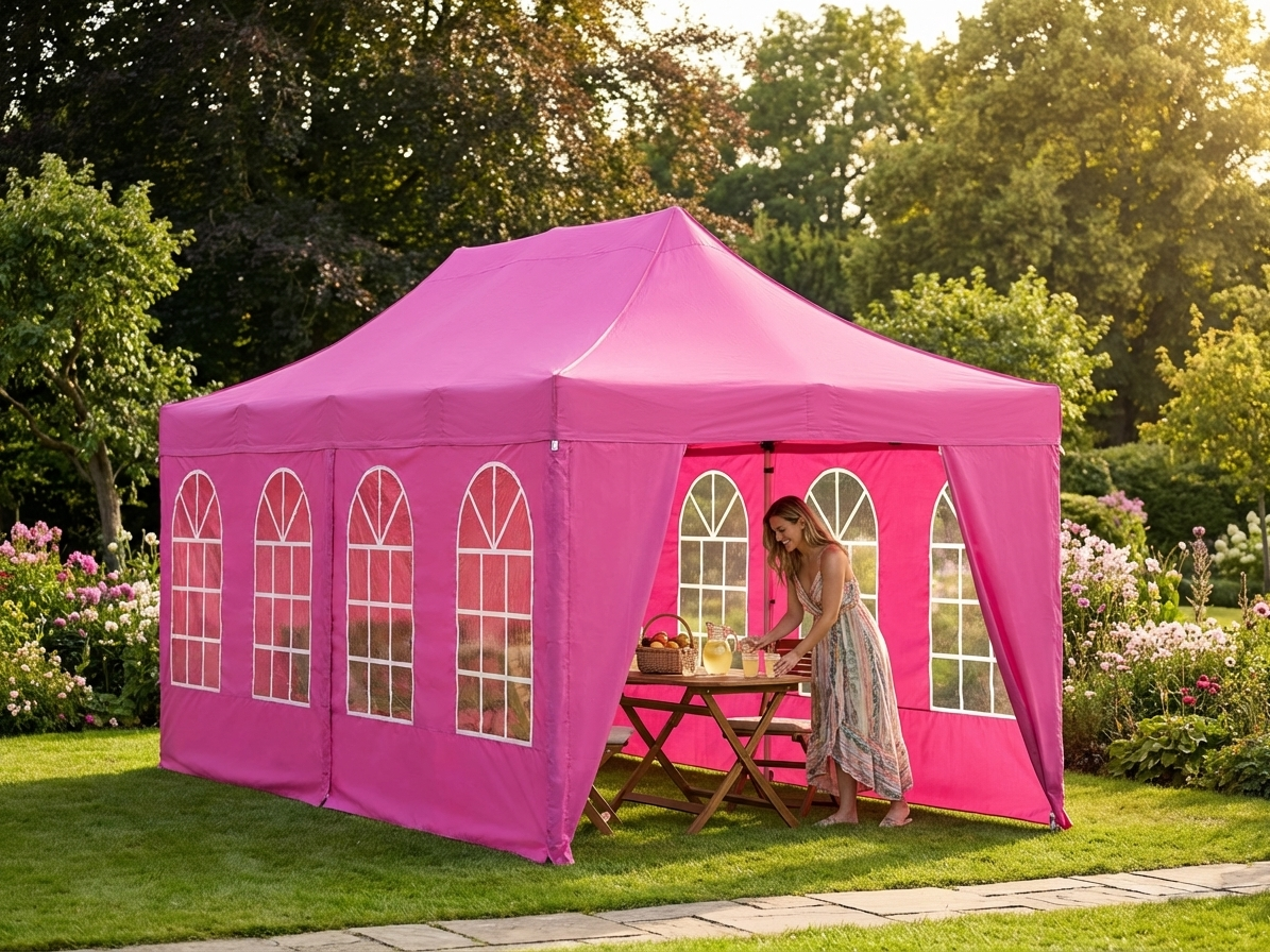 Pink pop-up gazebo 3x6m with aluminium frame for outdoor events - view 3