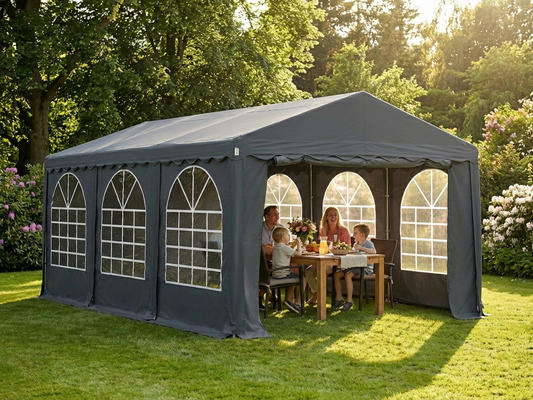 Dark grey marquee 3x6 m made from PVC/polyester for outdoor events - product detail