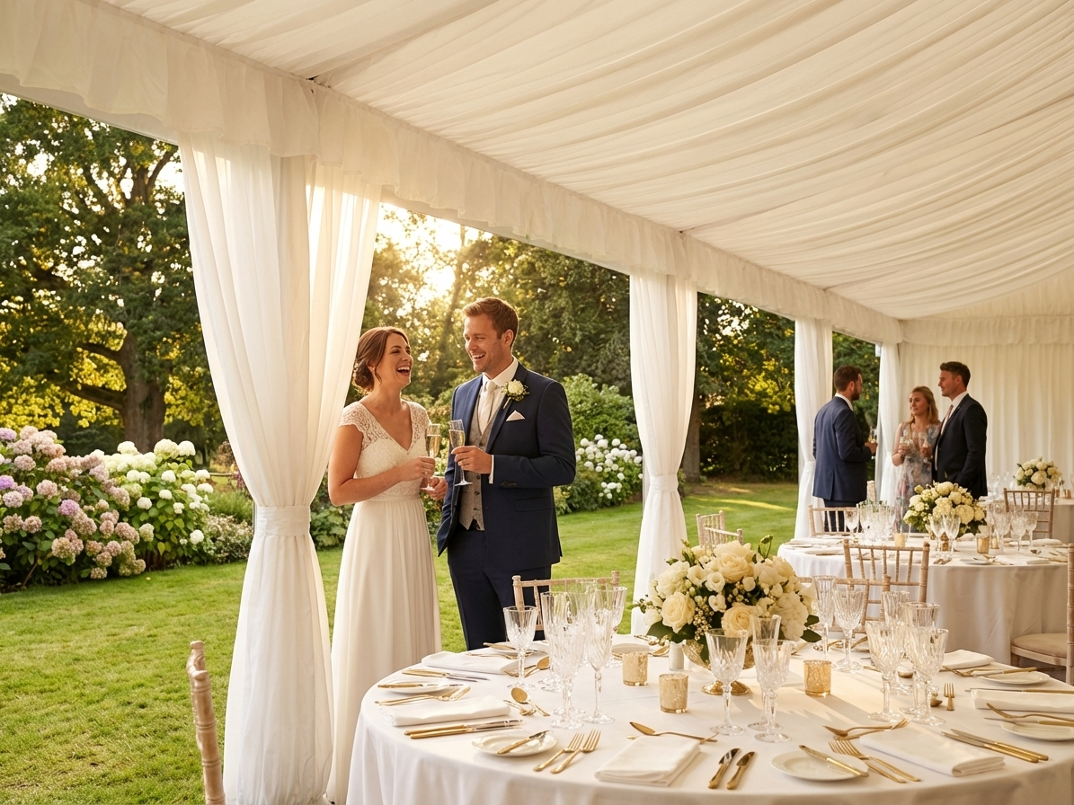 Marquee lining and leg curtain in white for 4x6m marquee - view 3