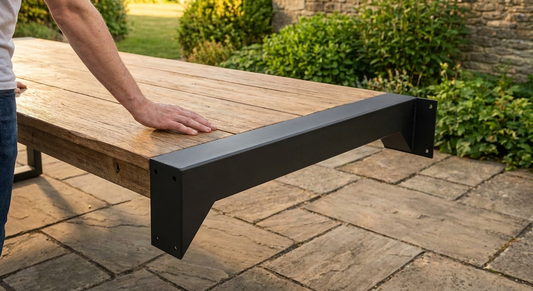 Grey steel table leg with powder coated finish - product detail