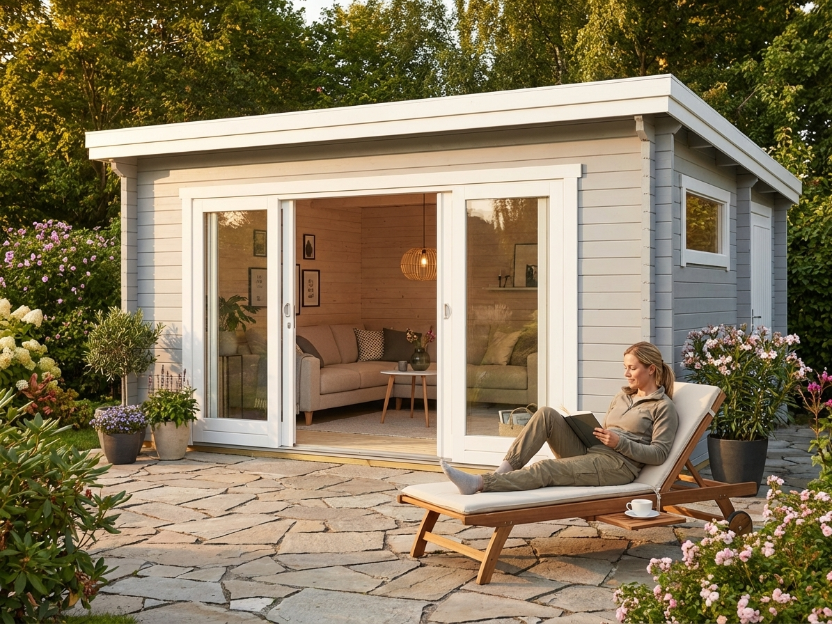 Nordic Spruce Wooden Cabin in Light Grey - view 3