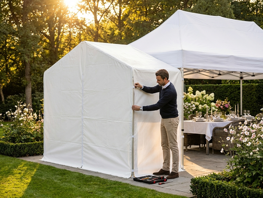 2m white marquee extension with PVC and steel for outdoor events - product detail
