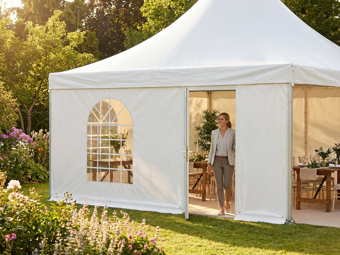 PVC Sidewall with Door for Party Tents, 5m White - view 3
