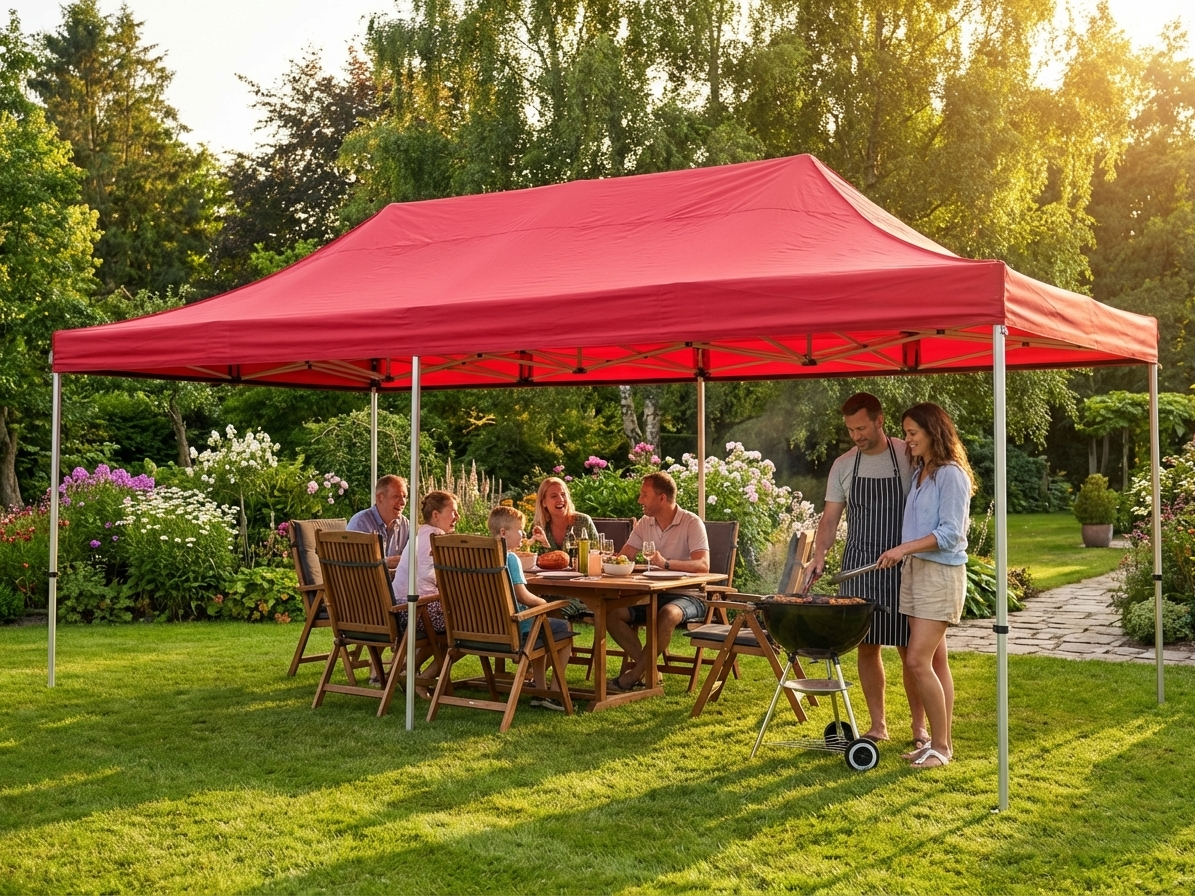 Red pop-up gazebo 4x8m with aluminium frame for outdoor events - view 3