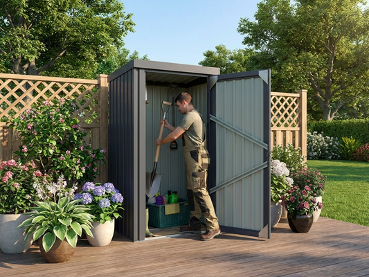 Steel garden shed in anthracite, ideal for outdoor storage - product detail