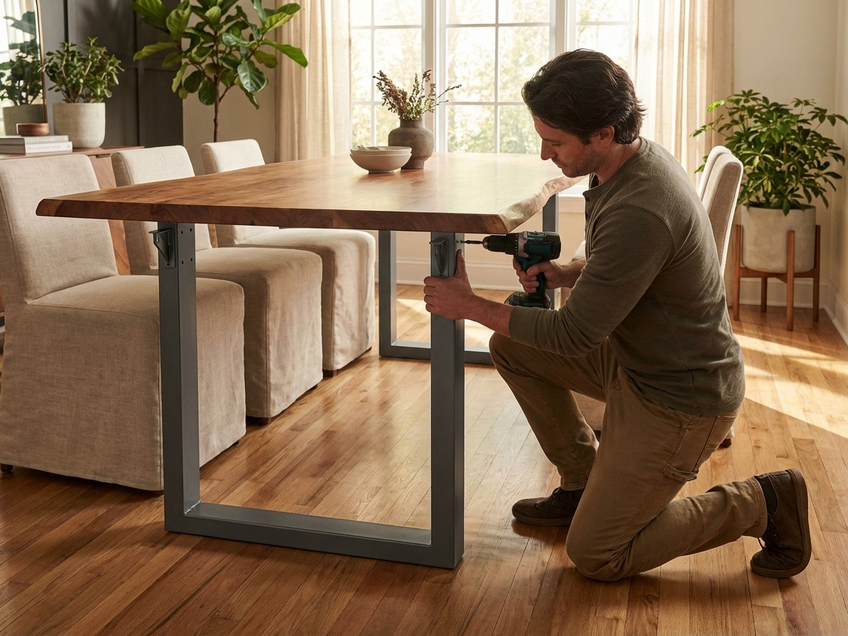 Grey steel table leg with powder coated finish - view 3