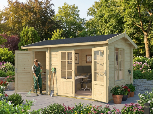 Wooden cabin made from natural Nordic Spruce, perfect for garden retreats - product detail