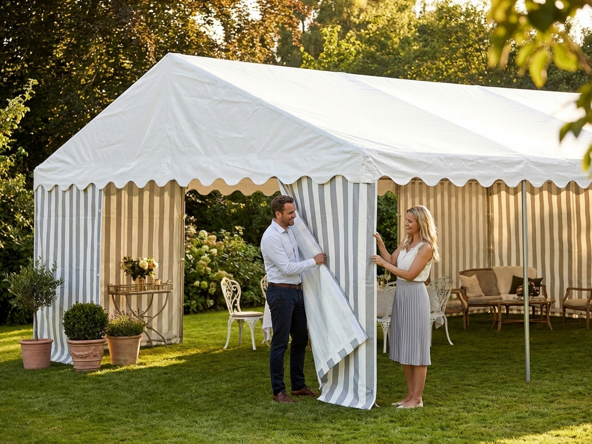 Roof cover for marquee, 5x10 m, white and grey - view 3