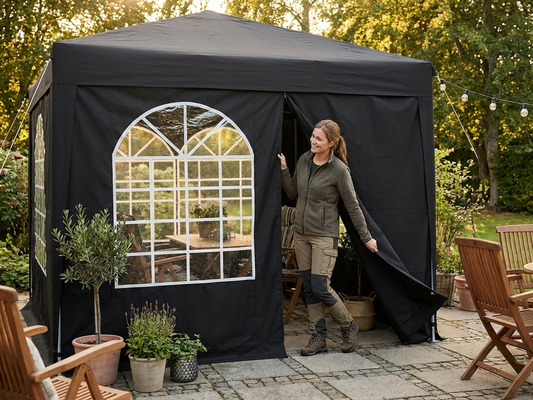 Black sidewall with door for outdoor events - product detail