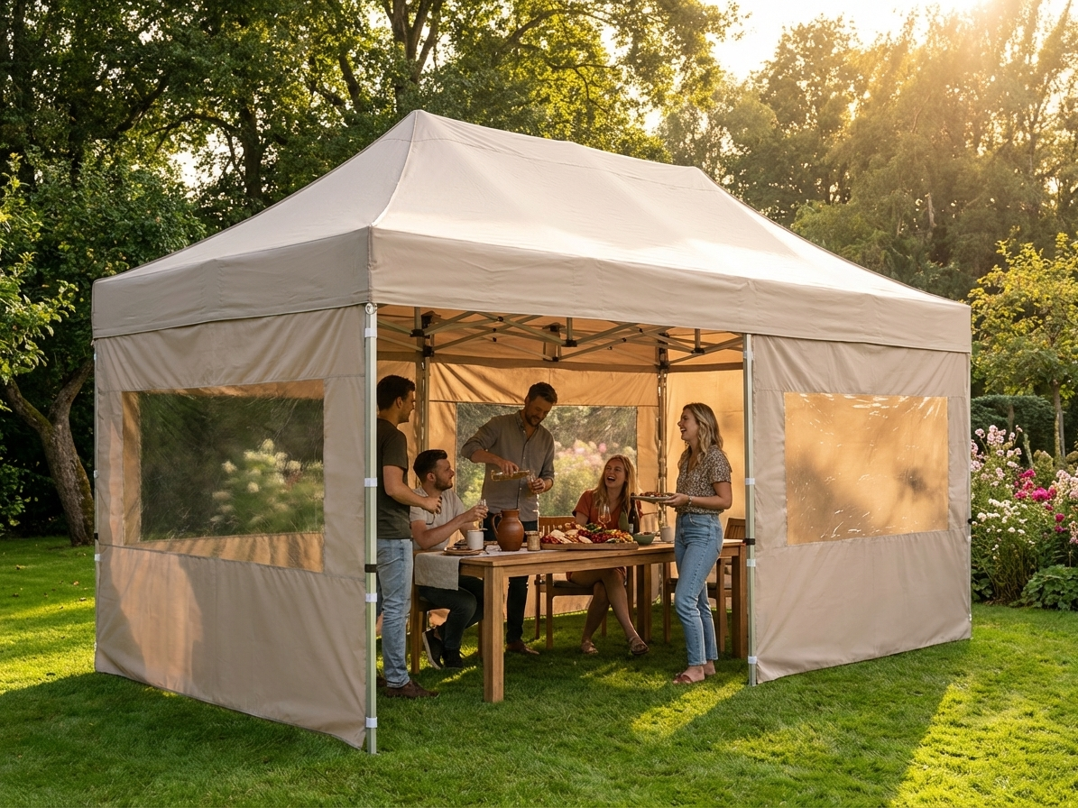 Pop up gazebo 3x6m Latte with steel frame for outdoor events - view 3