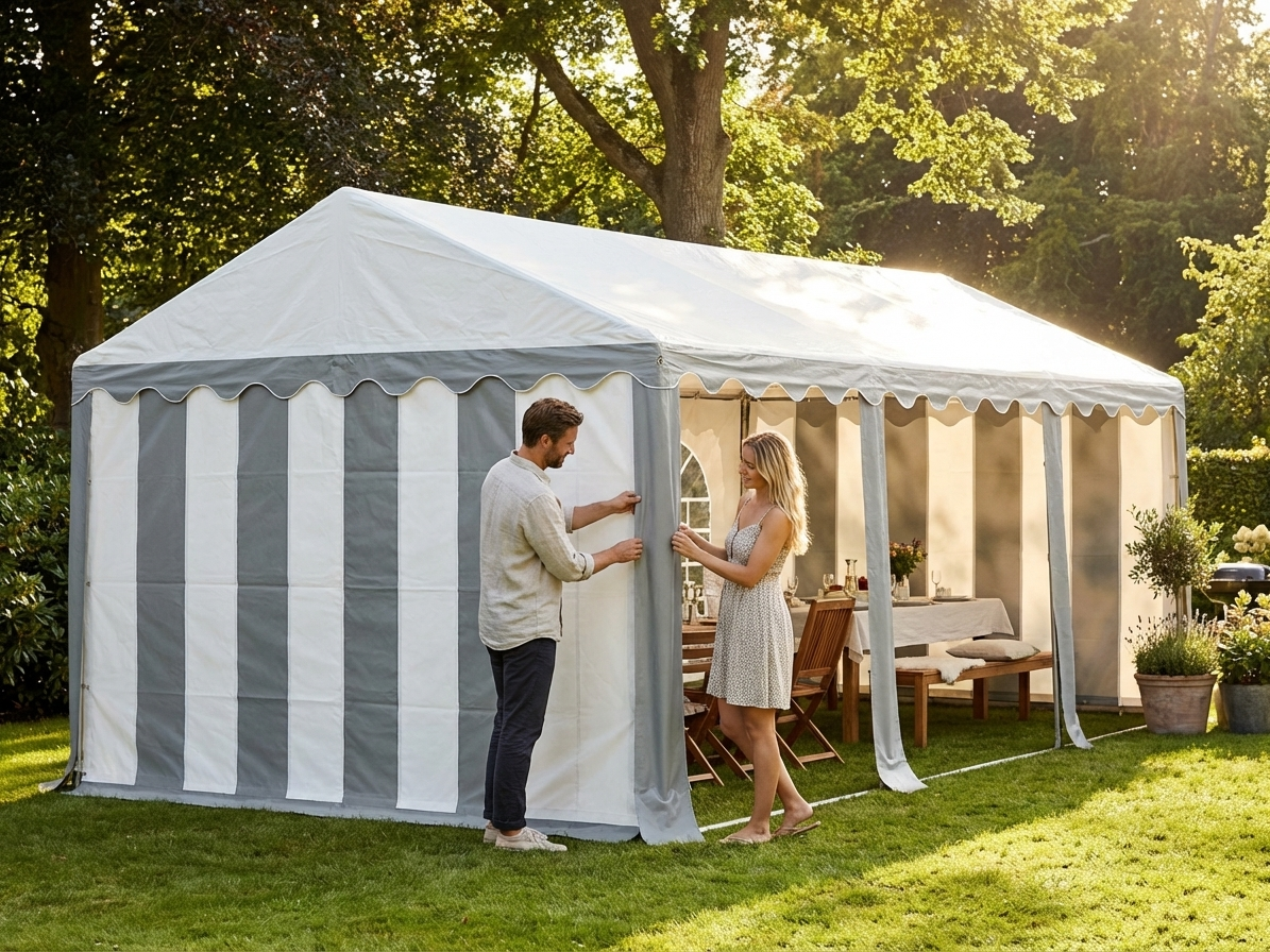 Marquee roof cover 3x6m in white and grey PVC for outdoor events - view 3
