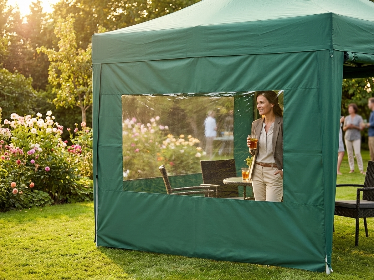 Sidewall with Panorama Window for FleXtents, 4m Green - view 3