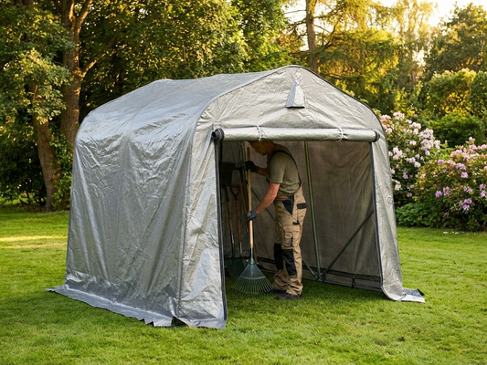 Grey storage tent 2.4x2.4x2 m for outdoor use - product detail
