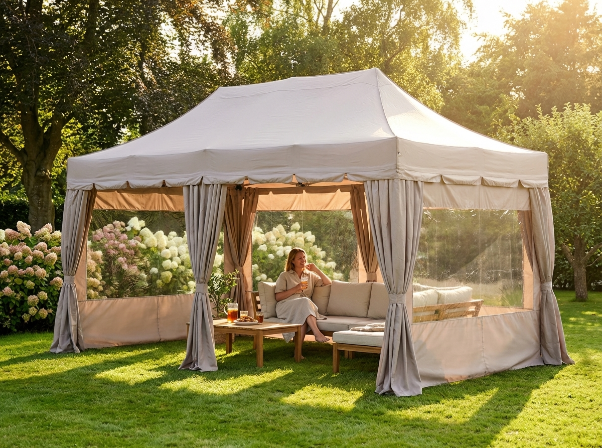 Pop up gazebo in latte colour, 3x6 meters, ideal for outdoor events - view 3
