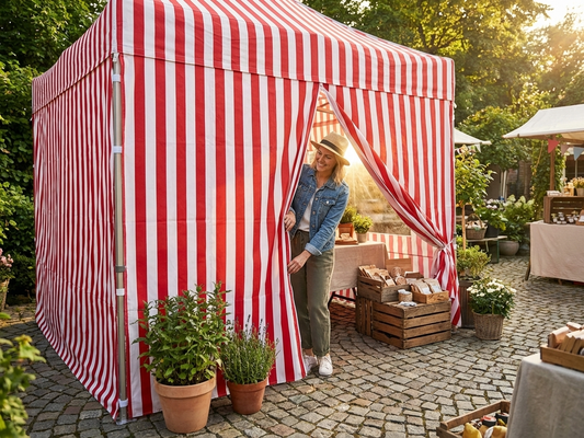 Sidewall with Zipper for Event Tents, 3m White/Red - product detail