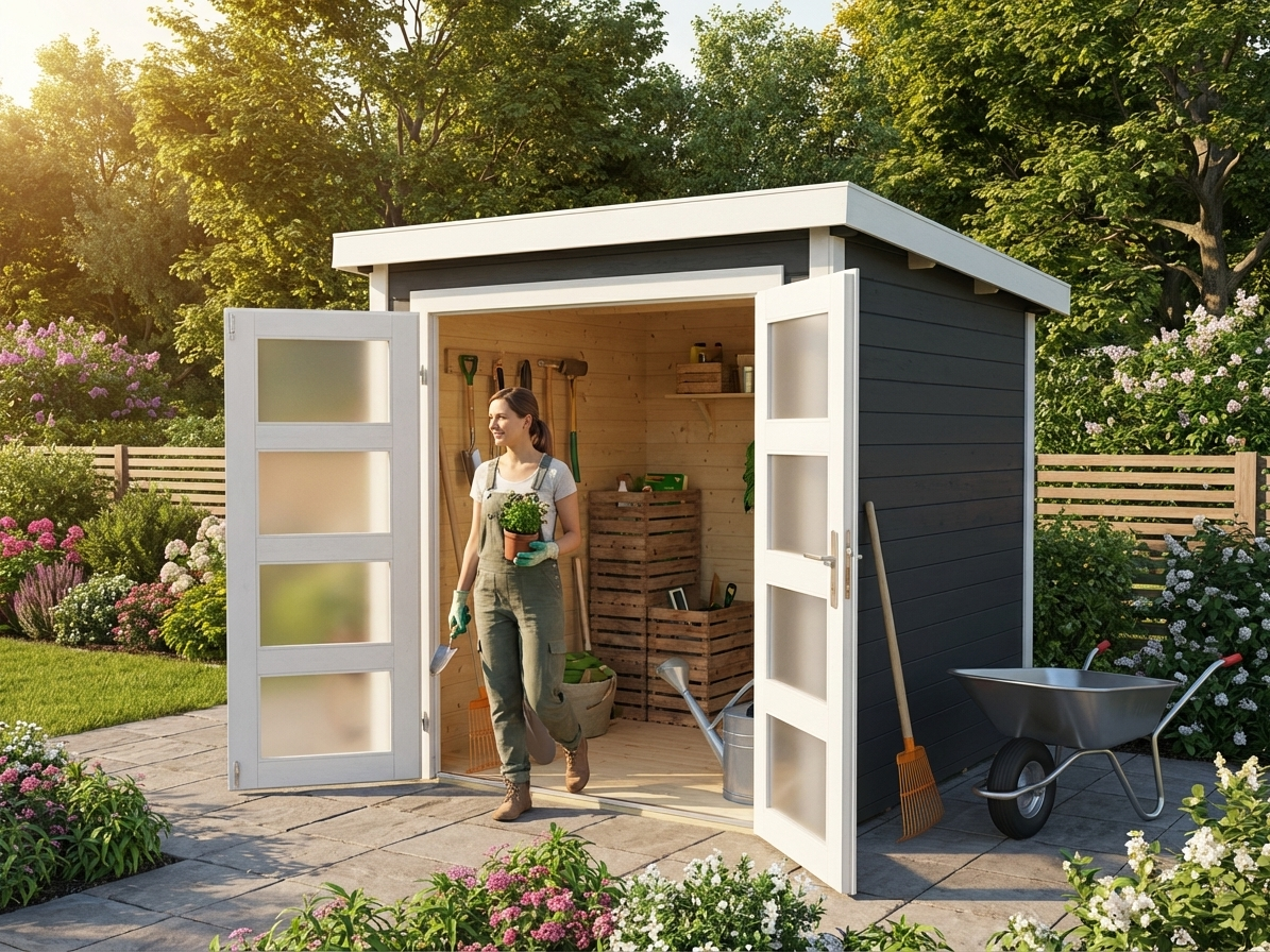 Wooden garden shed with dark grey finish made from Nordic Spruce - view 3