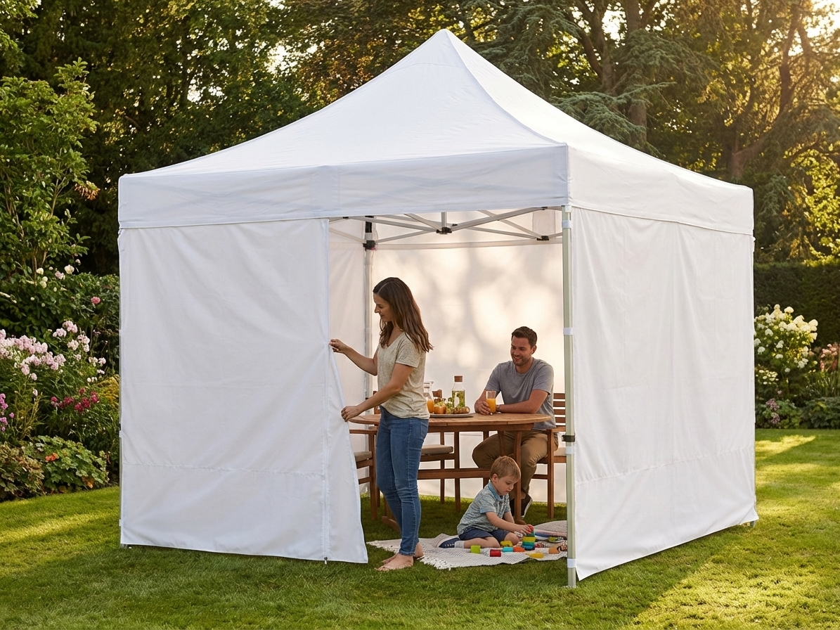 White pop-up gazebo sidewall kit for outdoor use - view 3