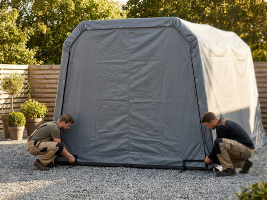 PVC endwall/door for portable garage, grey colour - product detail