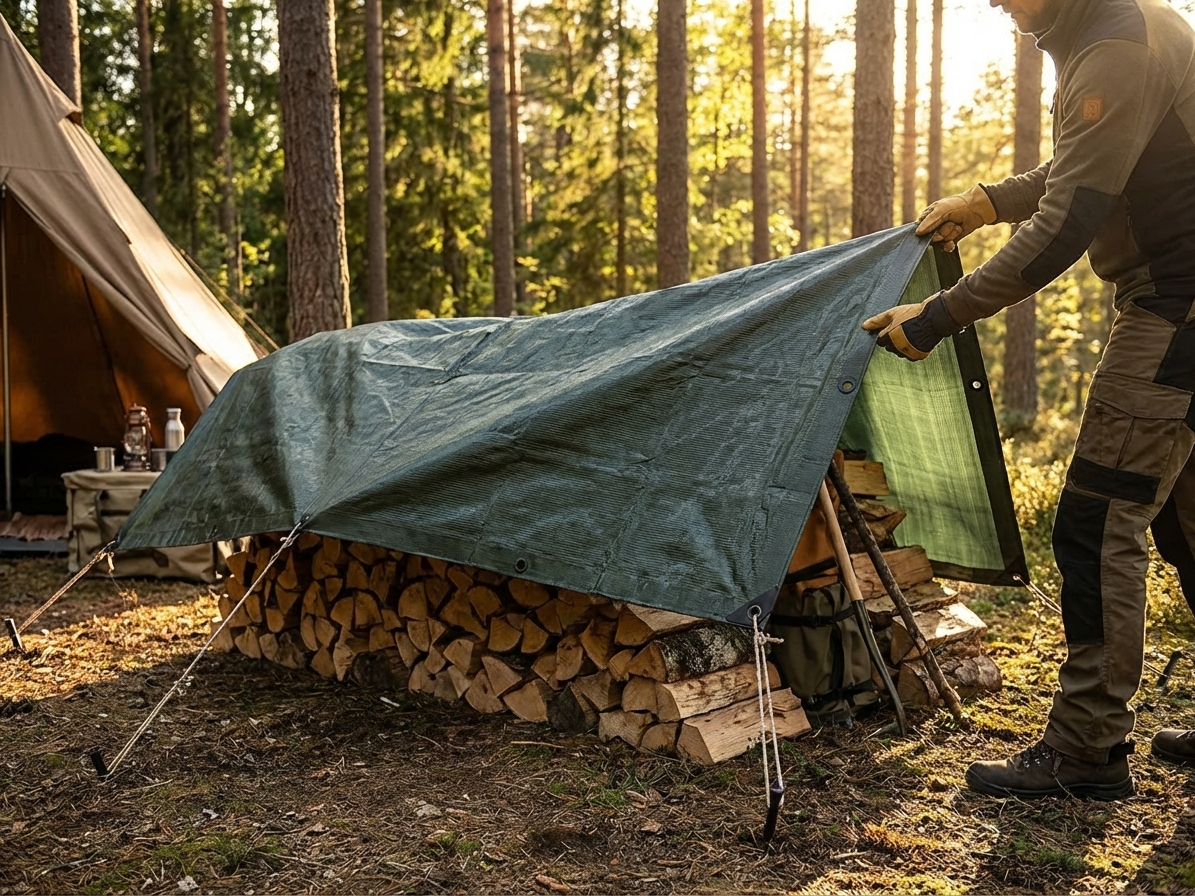 Dark green tarpaulin 5x8 meters for outdoor use - view 3