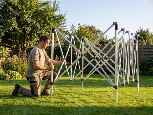 Aluminium gazebo frame in silver, adjustable for outdoor use - product detail